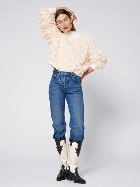 & Other Stories Fringe Mock Neck Raglan Jumper | Small